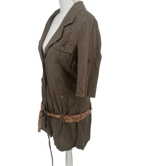Free People Brown Short Sleeve Safari Utility Button Down Tunic 12 - Picture 3 of 8